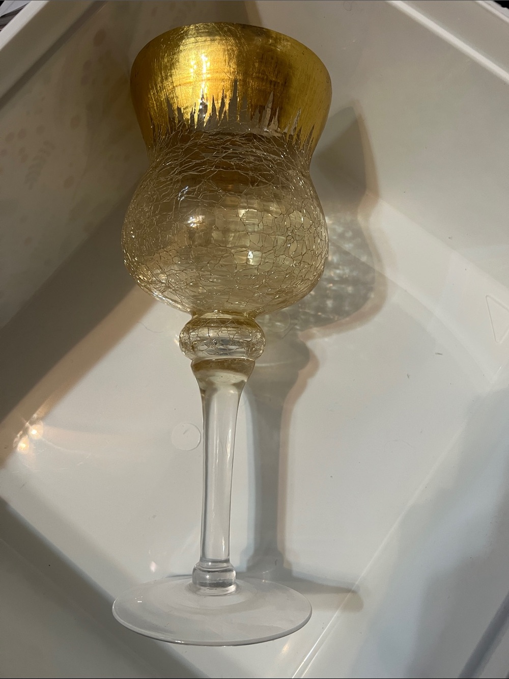 Gold Crackle Glass Decorative Goblet - Accent Home Decor